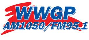 WWGP AM 1050 | FM 95.1 | Today's Best Country. The wording "WWGP AM1050/FM95.1" is in blue, backed by a splash of red.