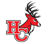 Logo for Hoke County High School, in Raeford, NC. Features a capital H, capital C and a male deer.