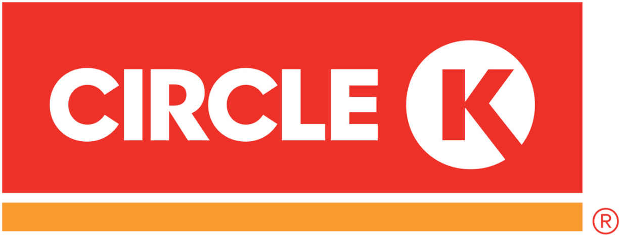 Logo for Circle K. A red rectangle sits over an orange rectangle. The name "Circle K" sits inside the red rectangle, in white font.