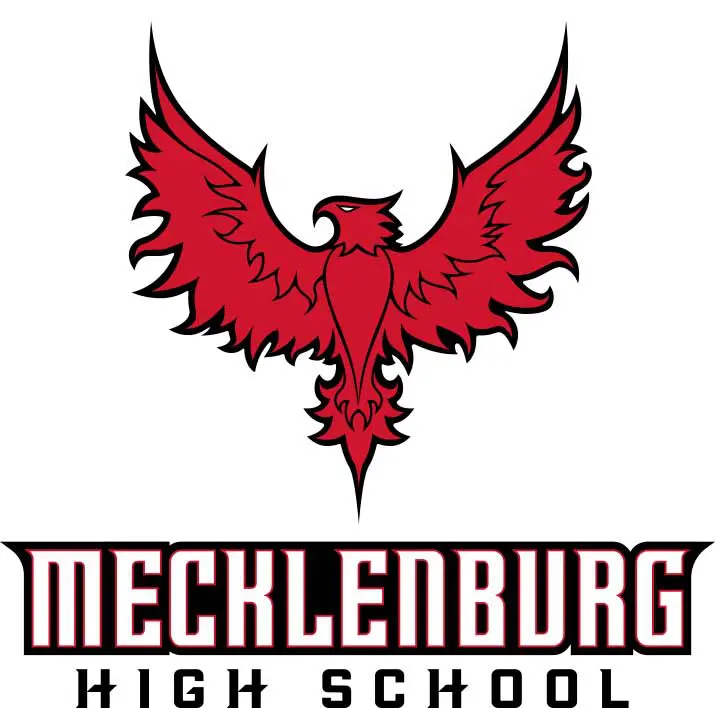 Logo for the Mecklenburg County High School Phoenix. Features a red flame-like bird with wings stretched wide open.