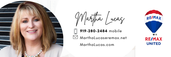Banner for Martha Lucas, a realtor with Remax United. Features a photo of Martha Lucas, her contact information, and the Remax United logo.